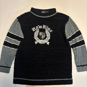 Y2K raw blue distressed knitted Y2K long sleeve sweater